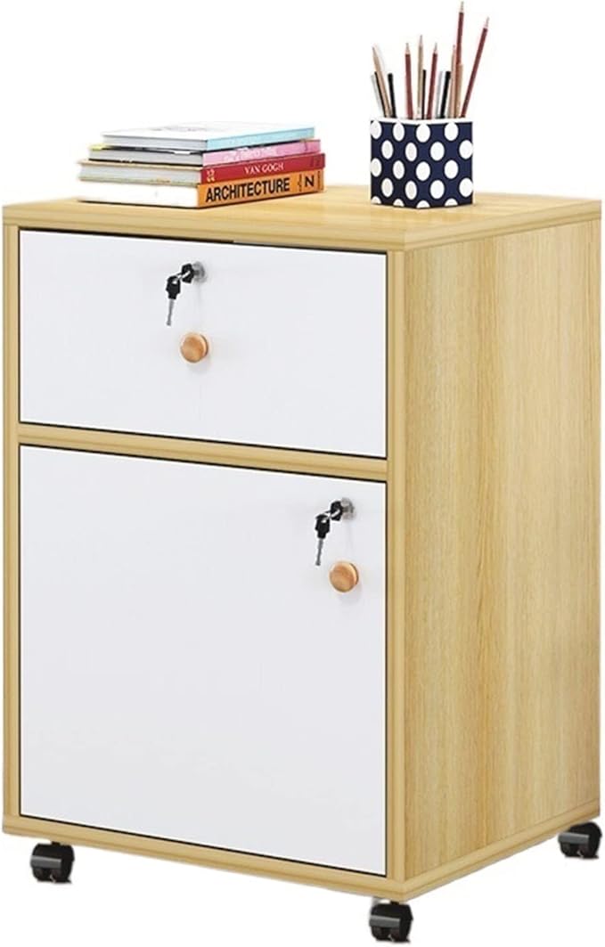 Storage Box Storage CabinetWood Lateral File Cabinet with Lock Drawer Mobile Low Cabinet Storage Organizer Locker for Office Floor to Ceiling