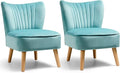 Giantex Set of 2 Velvet Accent Chair Upholstered Modern Sofa Chair w/Wood Legs Thickly Padded Small Armless Wingback Club Chairs for Living Room Bedroom Furniture