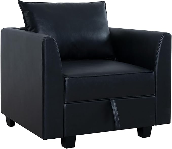 Naomi Home Elizabeth Modern DIY Collection Black/Air Leather/Accent Chair