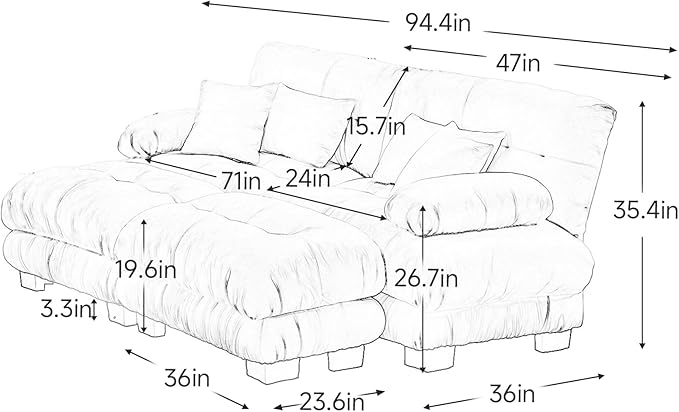 Loveseat Modular U Shaped Sectional Sofa U Shaped Couch with 2 Ottoman Comfy Sofa for Living Room Cloud Couch Oversized Deep Seat with 4 PillowsChenille Pink