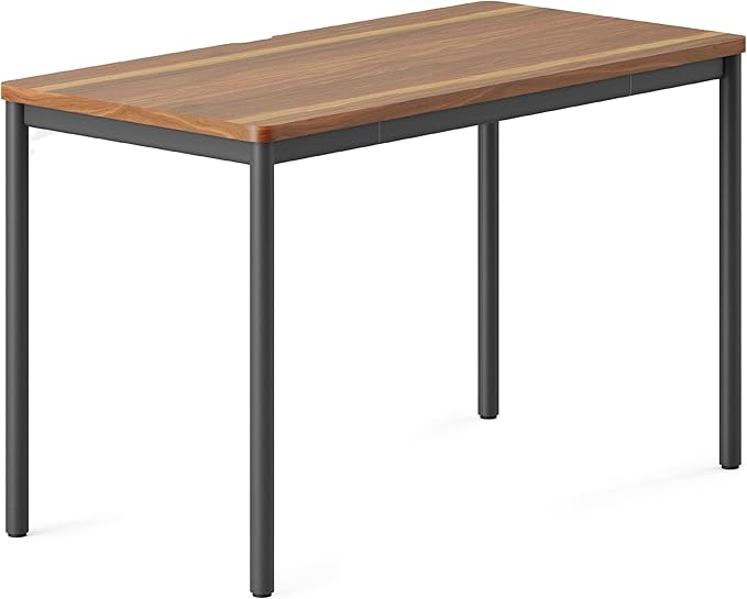 Branch Daily Desk - Functional at Home Office Desk with Effortless Assembly Timeless Design Rounded Corners and Built-in Cable Notch - 48” W x 28.5” H x 24” D - Walnut Work Table