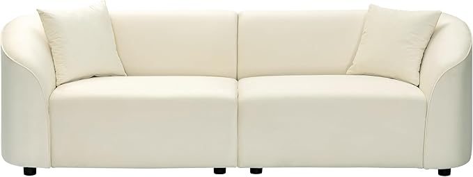 88 Velvet Minimalist Modular Sectional Sofa Oversized Sectional Couch Set with Curved Design Convertible Modular Cloud Sleeper Couch for Living Room Beige