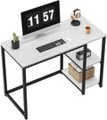 SINPAID Computer Desk 40 inches with 2-Tier Shelves Sturdy Home Office Desks with Large Storage Space Modern Gaming Desk Study Writing Laptop Table Black Marbling (White Marble 40 inch)