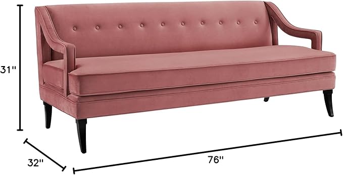 Modway Concur Mid-Century Modern Upholstered Velvet Sofa In Dusty Rose