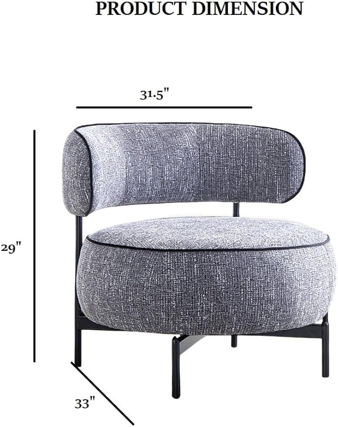 31.5 Modern Comfortable Swivel Chair with Curved BackrestExquisitely Elegant Decorative Chair with Metal LegsStylish Practical Reading Chairs for Living RoomBedroomStudyDark Gray
