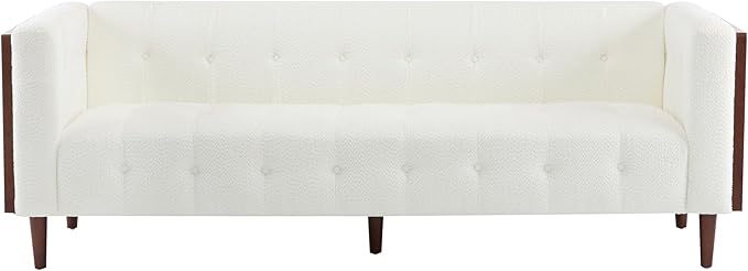 Christopher Knight Home Almab 82 Inches Sofa Couch Cozy Couch Sofa Boucle Upholstered 3-Seater Sofa Wood Frame Couch Comfy Couches for Living Room and Office Modern Couch and Sofa Beige