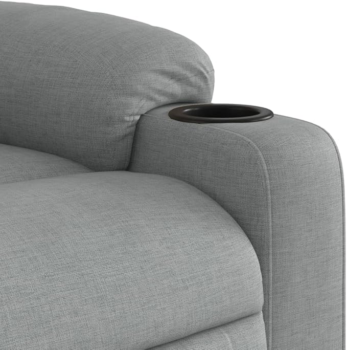 Light Grey Massage Recliner Chair USB Vibration Breathable Fabric Adjustable Single Seater for Living Room Bedroom Reading 242.5 lbs Capacity