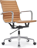 Mid Back Office Chair with Arms and Lumbar Support Ergonomic Swivel Desk Chair for Receptionist Executive Home Office Use – Terracotta