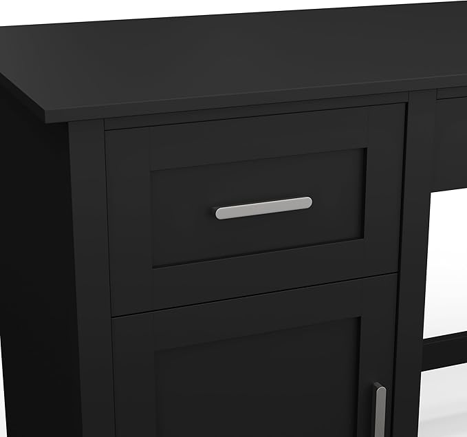 Martha Stewart Hutton Shaker Style Home Office Desk with Storage in Black with Brushed Nickel Hardware