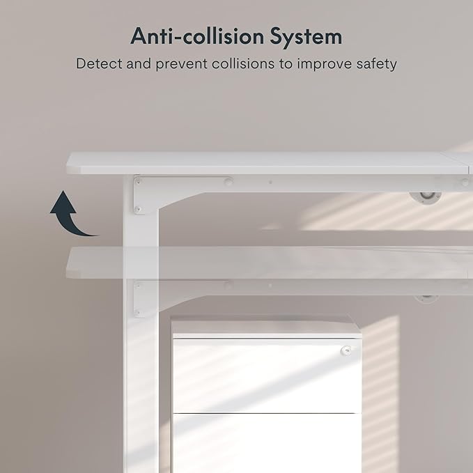 SANODESK 4-Leg Standing Desk Electric Height Adjustable Desk with Memory Presets for Home Office Stand up Desk Computer Workstation 63x28 Inches White