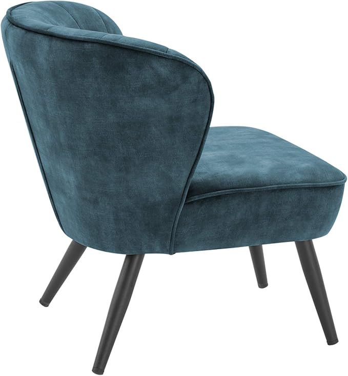 DUHOME Living Room Chair Armless Slipper Accent Chair Sofa Chair Reading Chair Upholstered Velvet Fabric for Bedroom Blue