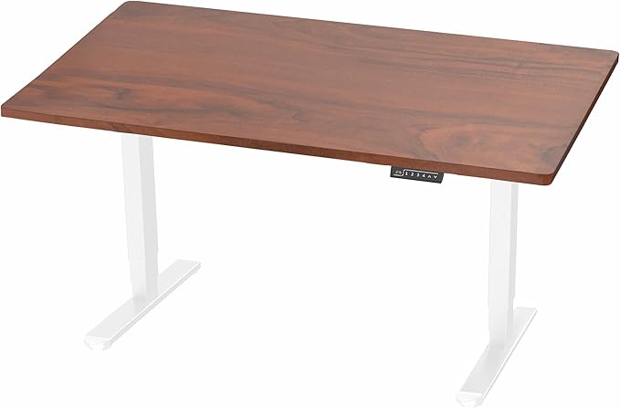 VIVO Electric 55 x 28 in Dual Motor Sit Stand Desk Memory Height Adjustment 2B Series Dark Walnut Top White Frame DESK-KIT-2W55D