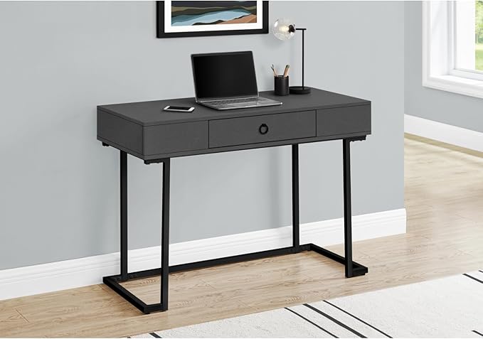 Modern Grey Laminate Computer Desk with Storage Drawer for Home Office Laptop Work - 42 Inch
