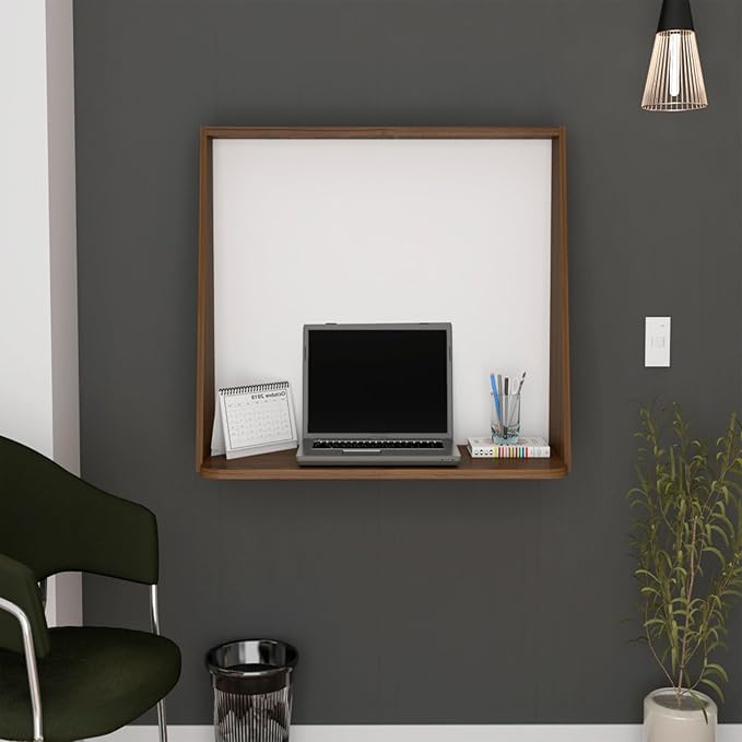 Wall Desk Computer Desk Mounted Space-Saving with Desktop Shelf and Blackboard Backboard for Home Office Study Room or Small Spaces Functional Floating Workstation