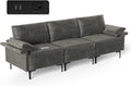 Giantex 3-Seat Sectional Sofa Couch 100.5 L Convertible Sleeper with USB Port &amp Outlet Armrest Cushion Modern Fabric Upholstered Modular Sofa for Living Room Apartment Dorm Reception Room