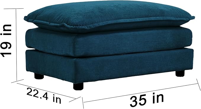 mikibama Chenille Upholstered Couches Ottoman for Modular Sectional Sofa Blue