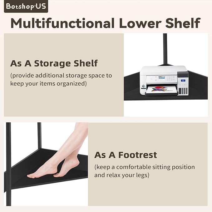 Gdrasuya10 Corner Desk With USB Power Outlets - Small Computer Workstation for Home Office Living Room Bedroom - Black Triangle Storage Writing Table for Small Spaces