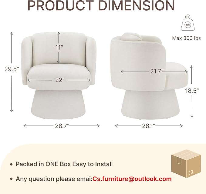 Swivel Barrel Chair360° Accent Chairs with Round BackrestUpholstered Lounge Chair for VanityLiving RoomBedroomReading NookLinen
