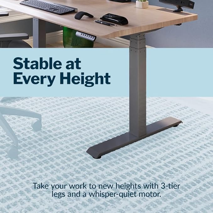 Vari ComfortEdge 48x30 Inch Electric Standing Desk – Height Adjustable Sit Stand VariDesk with Memory Presets Sloped Edge 220 LB Capacity + Tool-Free Assembly (Light Wood)