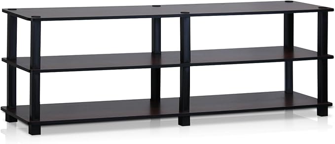 Furinno Turn-S-Tube No Tools 3-Tier Entertainment TV Stands Dark Cherry and Black