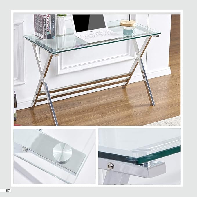 Tempered Glass Computer Desk Modern Student Writing Study DeskSmall Computer DeskHome Office Desk