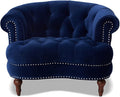 Jennifer Taylor Home La Rosa Victorian Tufted Upholstered Accent Chair Navy Blue Velvet