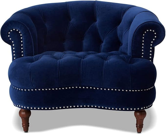 Jennifer Taylor Home La Rosa Victorian Tufted Upholstered Accent Chair Navy Blue Velvet