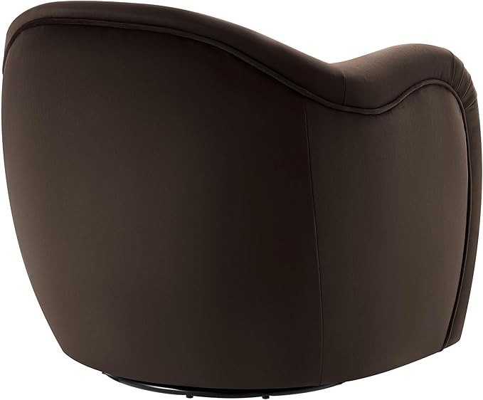 Modway Compose Performance Velvet Swivel Armchair in Chocolate Brown - Barrel Accent Chair - Comfy Round Single Sofa Chair with 360° Rotation - Modern Upholstered Club Chair for Living Room Bedroom