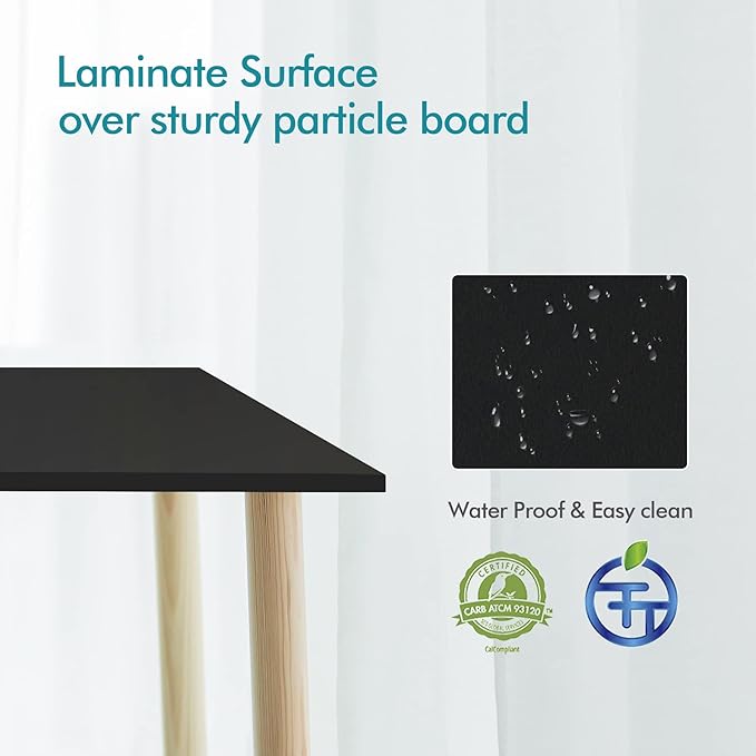 Kaboon 60x20 inches Tabletop Solid One-Piece Desktop for Sit Stand Desk Double Desks L Desk DIYWood Countertop Home or Commercial Use1 inch Thick Black 20 D x 59.1 W