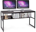 Tangkula 55 Inches Computer Desk with Bookshelf Study Writing Table w/Storage Shelf &amp Sturdy Metal Frame Home Office Desk with Adjustable Foot Pads &amp Spacious Desktop Computer Workstation