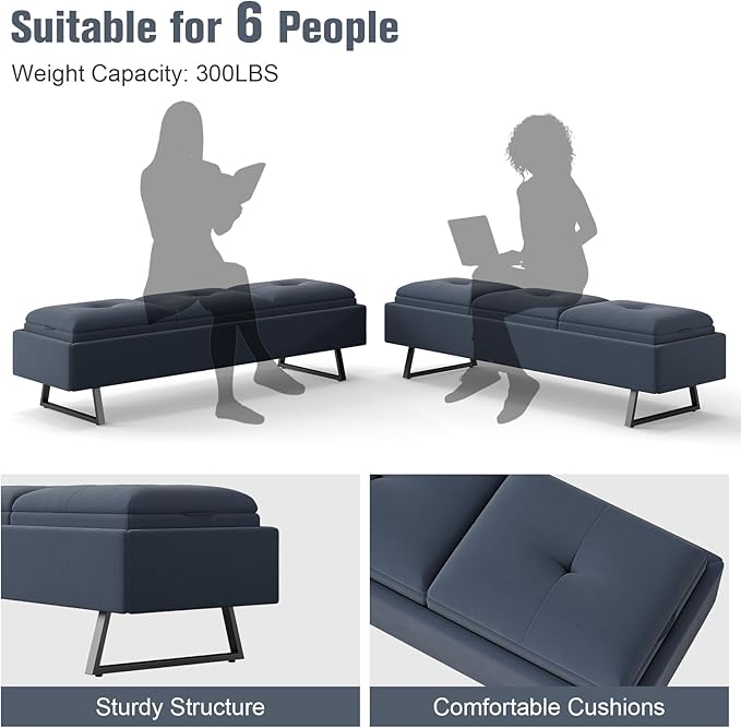 Kinfant Modern Futon Sofa Bed - Couch Bed with Soft Cushions for Living Room Bedroom and Small Space (Navy Blue 6-Seater)