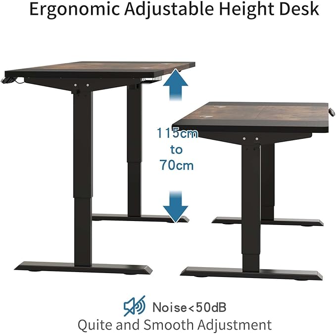 63 Electric Standing Desk Adjustable Height Seated Stand up Computer Desks for Work Office Home Ergonomic Lift-up Gaming Tables with Wheels &amp Splice Board &amp USB Charging Port (Rustic Brown/