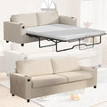 BALUS Pull Out Sofa Bed 2-in-1 Convertible Sofa Couch with Memory Foam Mattress Queen Size Sleeper Couch with Inbuilt Cup Holder &amp USB Ports for Living Room White