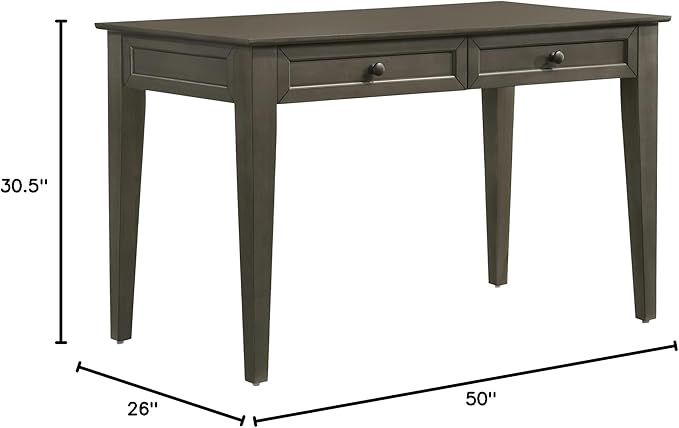 Intercon San Mateo Home Office 50 Wide Writing Desk with 2 Drawers Gray