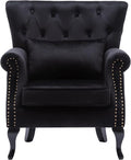chairus Mid-Century Modern Accent Chair Comfy Tufted Single Sofa Chair Wingback Armchair with Pillow for Club Living Room Bedroom - Velvet Black