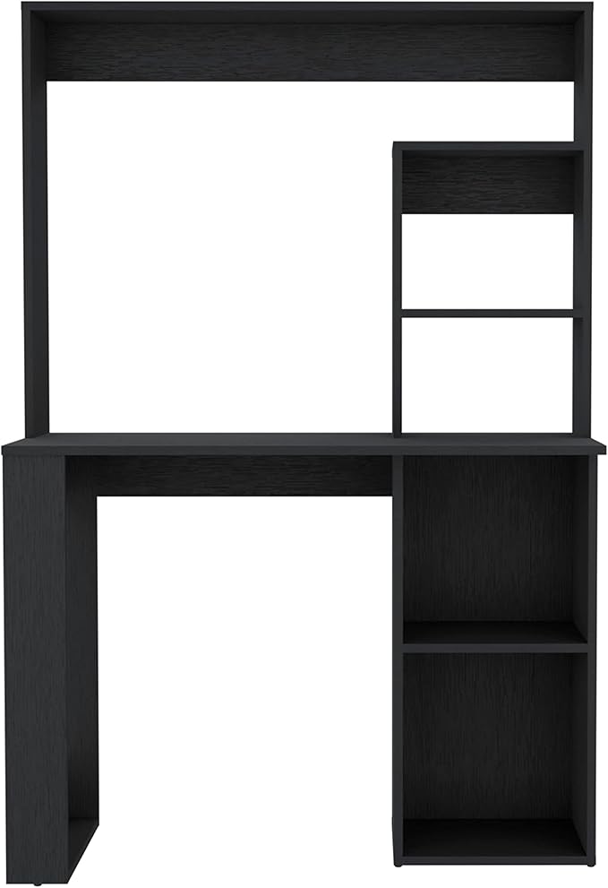 Home Office Desk Writing Computer Desk with Storage Shelves and Hutch Black
