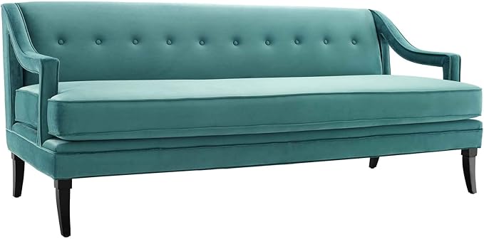 Modway Concur Mid-Century Modern Upholstered Velvet Sofa In Teal