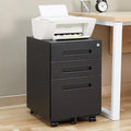 Black File Cabinet 3 Drawer Mobile File Cabinet with Lock and Wheels Under Desk Metal Filing Cabinet for OfficeLockable Rolling Cabinet with 2 Keys for LegalLetterA4 Size