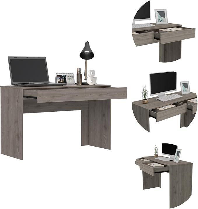 Acre Writing Computer Desk Two Drawers - Spacious Work for Productive Home Office or Study