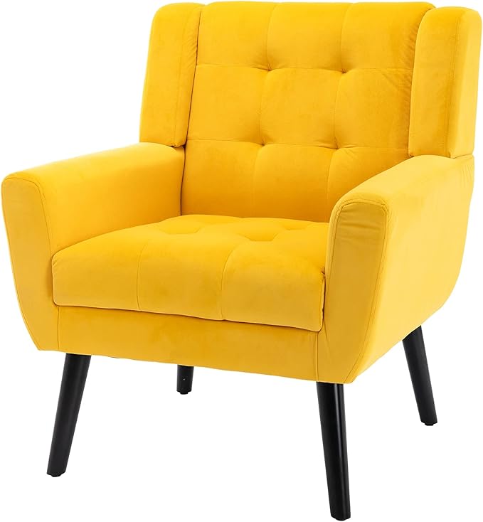 Modern Soft Velvet Material Ergonomics Accent Chair Living Room Chair Bedroom Chair Home Chair with Black Legs for Indoor Home