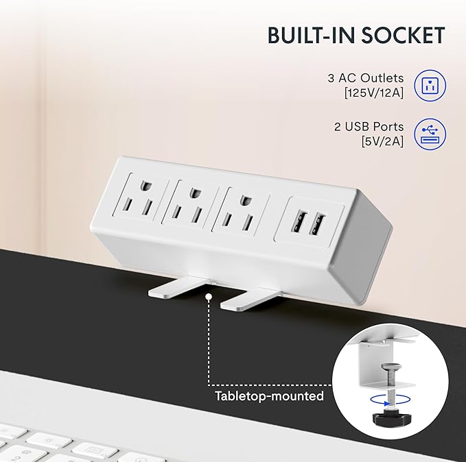 FLEXISPOT EN2 Whole-Piece Standing Desk with Clamp Power Strip 48 x 24 Electric Stand Up Height Adjustable Desk with Cable Management (White Frame + 48 Black Top 2 Packages)