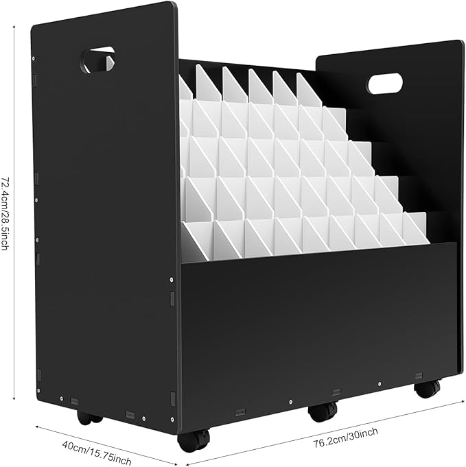 Mobile Roll File Storage Organizer with Wheels 50 Slots Black Mobile Files Storage Cabinet Construction Plan Holders Roll Files Storage for Office School(50 Slots Balck)