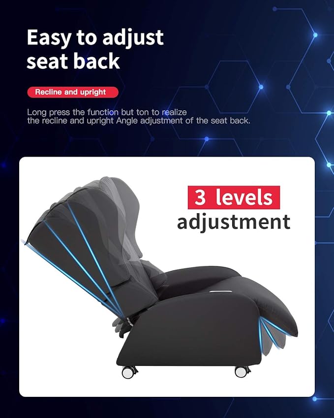 PayLessHere Recliner Chair Full Body Shiatsu Massage Chair with 3-Speed Folding Backrest Electric Massage Chair Easy to Move for Living Room Bedroom Office Black