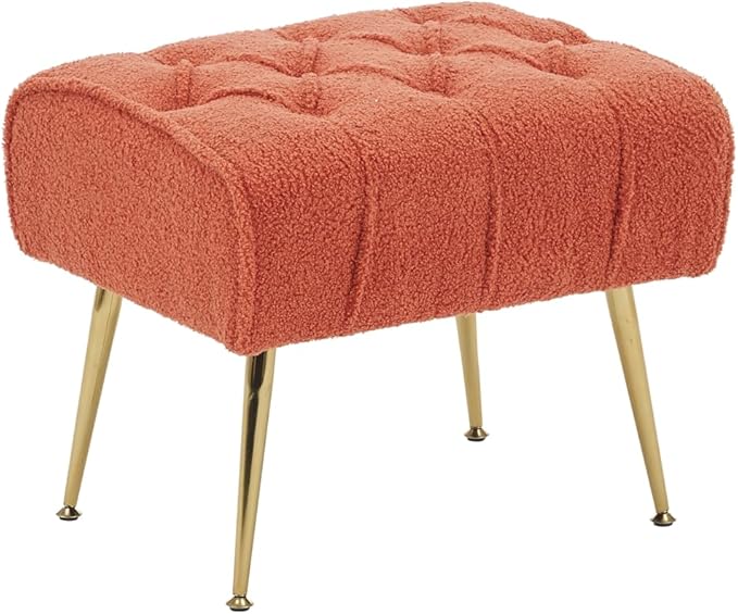Modern Accent Chair with Ottoman Comfy Armchair for Living Room Bedroom Apartment Office (Brick red)