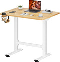 Small Pneumatic Adjustable Stand Up Desk Rolling One-Piece Standing Desk 31.5 x 19.7 Inch Home Office Desk Computer Workstation Maple
