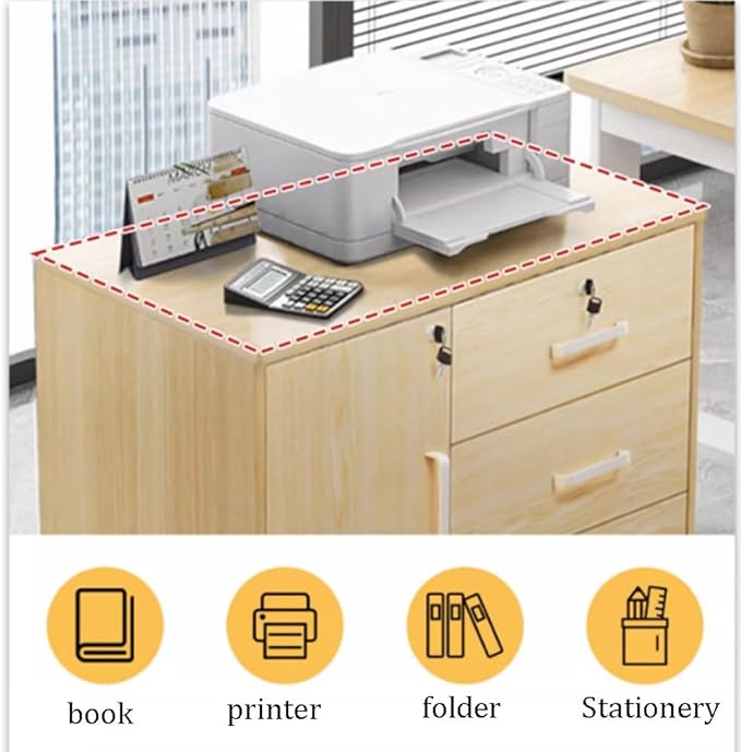 Modern Mobile File Cabinet Furniture Stockpile Matériau MDF Printer Stand for Home Office Commercial-Grade (White 60x37x57cm)