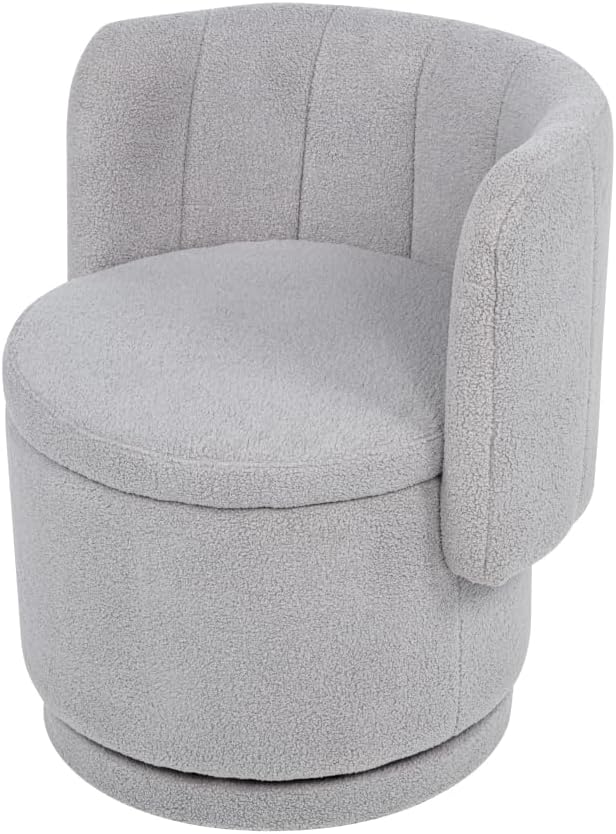 Stylish and Minimalist Teddy Fleece Single Sofa Chair with Arms and Pillow Armchair Accent Chair for Living Room Bedroom StudyGrey (Gray + Boucle)