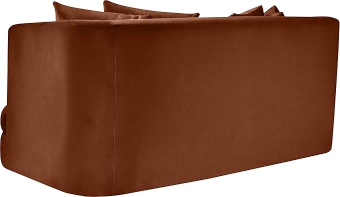 Meridian Furniture 699Cognac-L Alder Collection Modern | Contemporary Loveseat with Ultra Luxe Cognac 460 GSM Velvet Solid Wood Frame 66 W x 36 D x 30 H Cognac