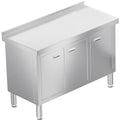WWK 47 x 21 Stainless Steel Prep Table with Cabinet Commercial Kitchen Table for Prep &amp Work Heavy Duty Work Table with 3 Doors for Kitchen Restaurant Hotel Garage and Cafe