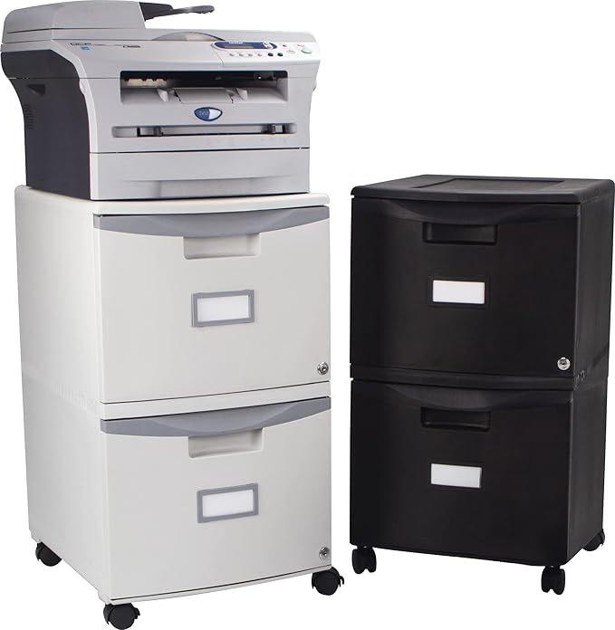 Storex Two-Drawer Mobile Filing Cabinet 2 Legal/letter-Size File Drawers Black/blue 14.75 X 18.25 X 26